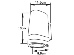 LED Design Außenwandleuchte Downlight aus Stahl Höhe 13cm, Silber