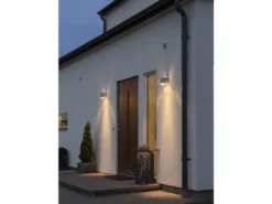 LED Design Außenwandleuchte Downlight aus Stahl Höhe 13cm, Silber