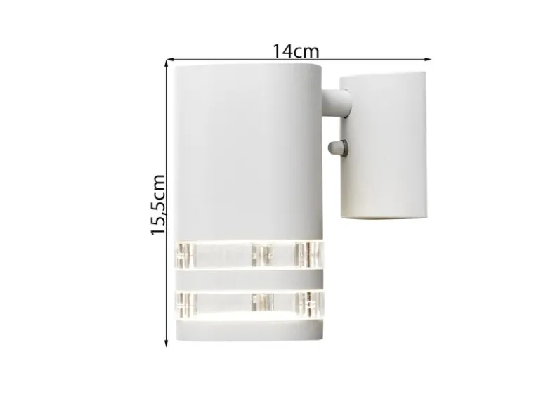 LED Design Außenwandleuchte Downlight aus Aluminium Höhe 15,5cm, Weiß