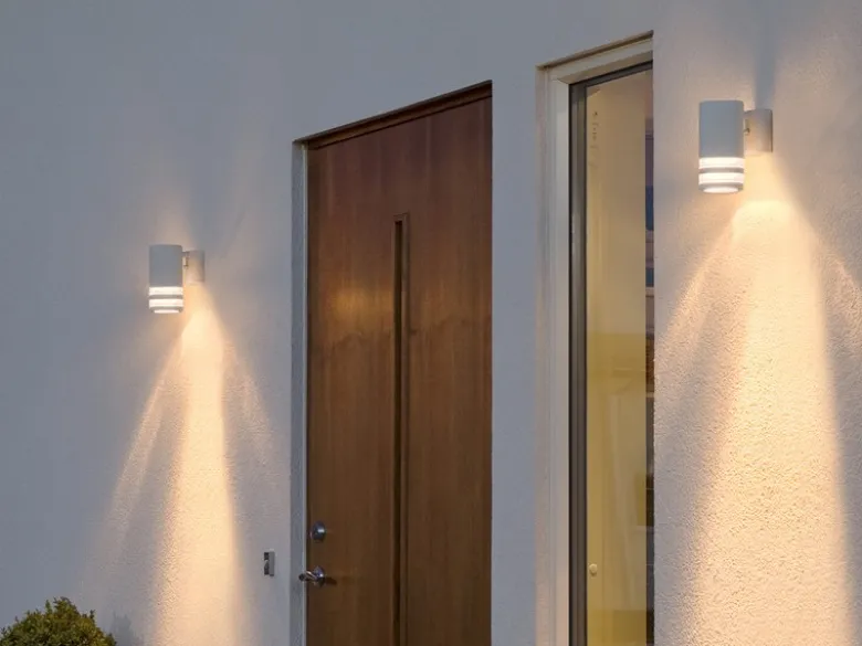LED Design Außenwandleuchte Downlight aus Aluminium Höhe 15,5cm, Weiß