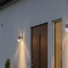 LED Design Außenwandleuchte Downlight aus Stahl Höhe 15,5cm, Silber