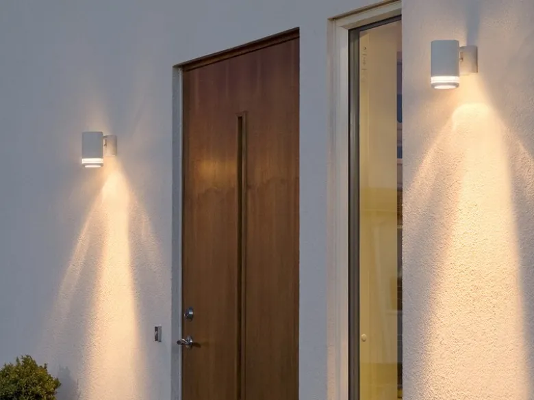 LED Design Außenwandleuchte Downlight aus Aluminium Höhe 13cm, Weiß