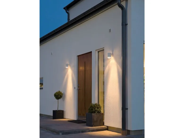 LED Design Außenwandleuchte Downlight aus Aluminium Höhe 13cm, Weiß