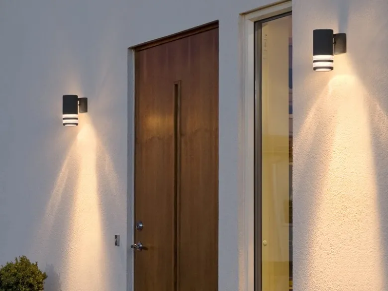 LED Design Außenwandleuchte Downlight aus Aluminium Höhe 15,5cm, Schwarz