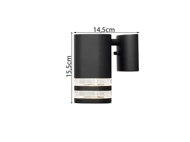LED Design Außenwandleuchte Downlight aus Aluminium Höhe 15,5cm, Schwarz