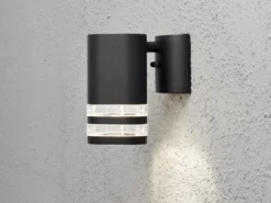 LED Design Außenwandleuchte Downlight aus Aluminium Höhe 15,5cm, Schwarz