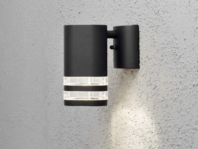 LED Design Außenwandleuchte Downlight aus Aluminium Höhe 15,5cm, Schwarz