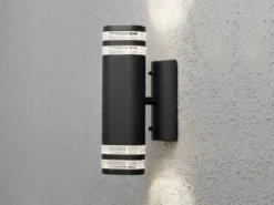 LED Design Außenwandleuchte Up-Down Höhe 30cm aus Aluminium, Schwarz
