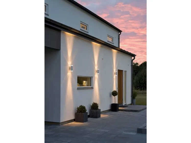 LED Design Außenwandleuchte Up-Down Höhe 24cm aus Aluminium, Weiß