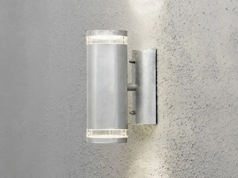LED Design Außenwandleuchte Up-Down Höhe 24cm aus Stahl, Silber