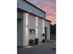 LED Design Außenwandleuchte Up-Down Höhe 24cm aus Stahl, Silber