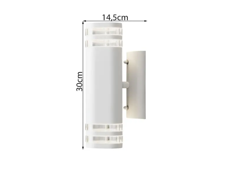 LED Design Außenwandleuchte Up-Down Höhe 30cm aus Aluminium, Weiß