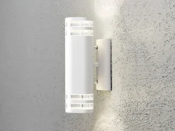 LED Design Außenwandleuchte Up-Down Höhe 30cm aus Aluminium, Weiß