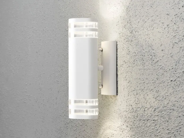 LED Design Außenwandleuchte Up-Down Höhe 30cm aus Aluminium, Weiß