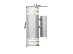 LED Design Außenwandleuchte Up-Down Höhe 30cm aus Stahl, Silber