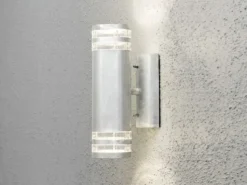 LED Design Außenwandleuchte Up-Down Höhe 30cm aus Stahl, Silber