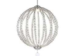 LED Designer Pendelleuchte Groß OBERLIN Kugel mit Perlen aus Kristallglas Ø 50cm