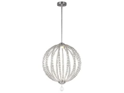 LED Designer Pendelleuchte Groß OBERLIN Kugel mit Perlen aus Kristallglas Ø 50cm