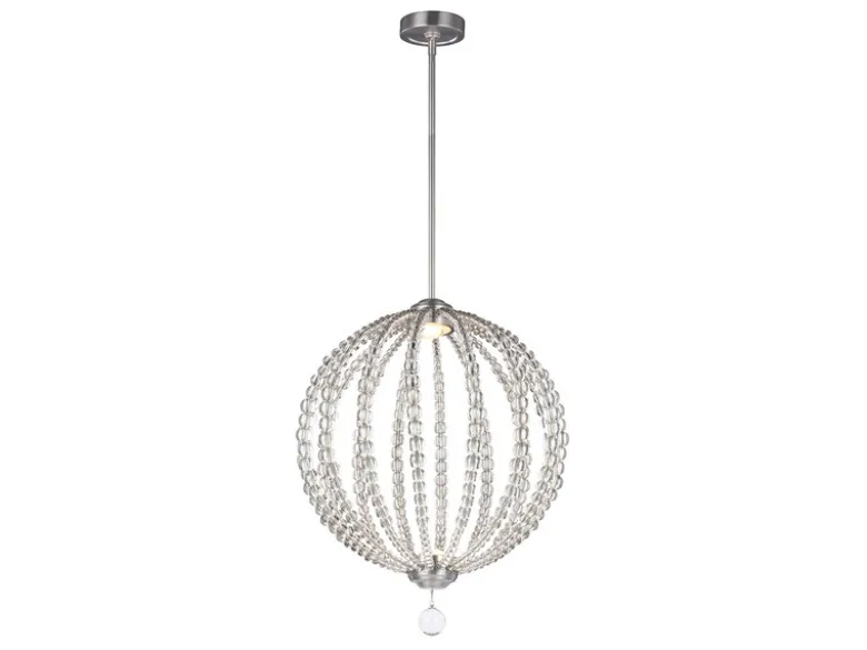 LED Designer Pendelleuchte Groß OBERLIN Kugel mit Perlen aus Kristallglas Ø 50cm