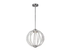 LED Designer Pendelleuchte OBERLIN Kugel mit Perlen aus Kristallglas, Ø 35cm