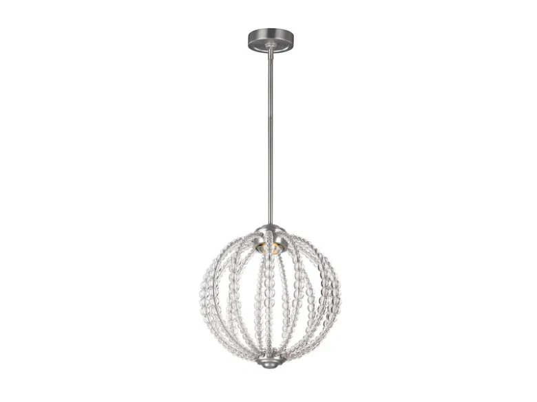 LED Designer Pendelleuchte OBERLIN Kugel mit Perlen aus Kristallglas, Ø 35cm