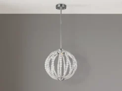 LED Designer Pendelleuchte OBERLIN Kugel mit Perlen aus Kristallglas, Ø 35cm