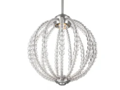 LED Designer Pendelleuchte OBERLIN Kugel mit Perlen aus Kristallglas, Ø 35cm