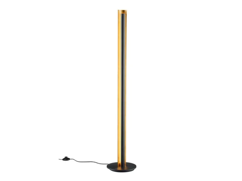 LED Design Stehlampe TEXEL schmal stufenweise dimmbar Schwarz / Gold, H: 142,5cm