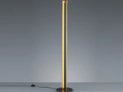 LED Design Stehlampe TEXEL schmal stufenweise dimmbar Schwarz / Gold, H: 142,5cm