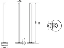 LED Design Stehlampe TEXEL schmal stufenweise dimmbar Schwarz / Gold, H: 142,5cm
