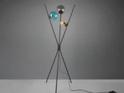 LED Dreibein Stehleuchte mit bunten Glaskugeln, Höhe 156cm