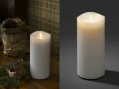LED Duftkerze mit 6h Timer, flackernd, Ø 9cm, Höhe 18cm, Batteriebetrieb