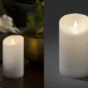 LED Echtwachskerze mit 3D Flamme & Timer, Ø 10cm, Höhe 18cm, Batteriebetrieb