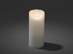 LED Echtwachskerze mit Flamme & Timer, Ø 7,5cm, Höhe 17,5cm, Batteriebetrieb
