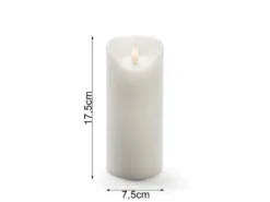 LED Echtwachskerze mit Flamme & Timer, Ø 7,5cm, Höhe 17,5cm, Batteriebetrieb