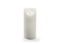LED Echtwachskerze mit Flamme & Timer, Ø 7,5cm, Höhe 17,5cm, Batteriebetrieb