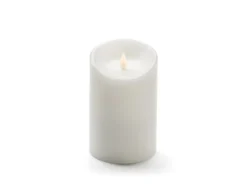 LED Echtwachskerze mit Flamme & Timer, Ø 10cm, Höhe 16cm, Batteriebetrieb