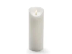 LED Echtwachskerze mit Flamme & Timer, Ø 7,5cm, Höhe 20,5cm, Batteriebetrieb