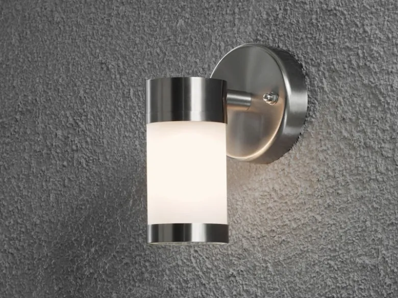 LED Edelstahl Außenwandleuchte mit Opalglas, Höhe 16cm