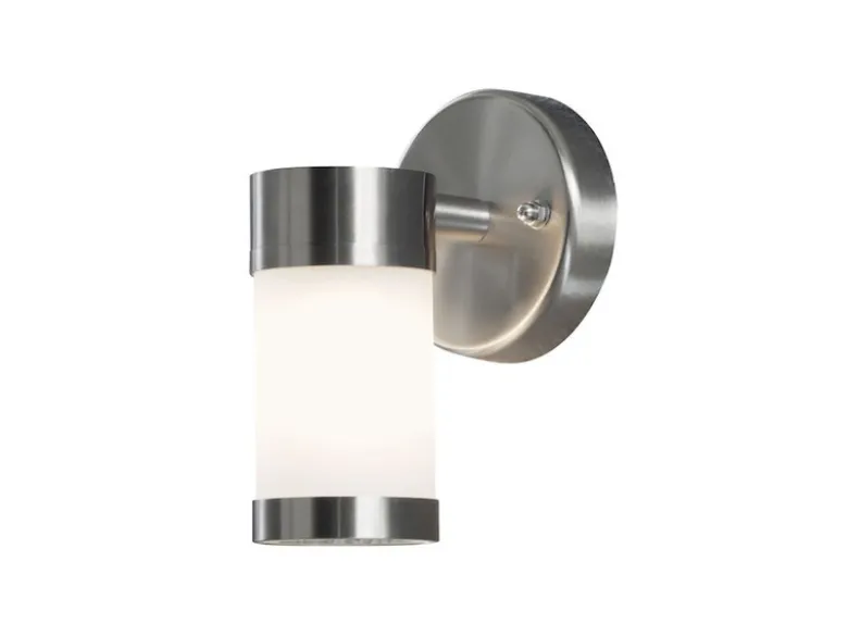 LED Edelstahl Außenwandleuchte mit Opalglas, Höhe 16cm