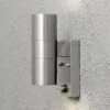 LED Edelstahl Up-Down Außenwandleuchte mit Bewegungsmelder, Höhe 20cm, Silber
