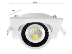 LED Einbaustrahler BARI Weiß eckig mit schwenkbarem Spot - 8,5cm