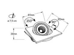 LED Einbaustrahler BARI Weiß eckig mit schwenkbarem Spot - 8,5cm