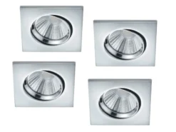 LED Einbaustrahler Decke 4er Set eckig schwenkbar dimmbar Chrom glänzend 5,5W