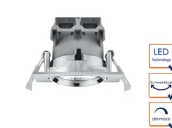 LED Einbaustrahler Decke 2er Set eckig schwenkbar dimmbar Chrom glänzend 5,5W