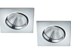 LED Einbaustrahler Decke 2er Set eckig schwenkbar dimmbar Chrom glänzend 5,5W