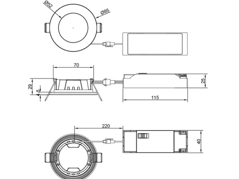 LED Einbaustrahler 6er Set, dimmbar, 2 Lichtfarben für Badezimmer, Ø 8,5cm