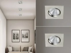 LED Einbaustrahler 2er Set eckig schwenkbar dimmbar Nickel matt 5,5W Deckenlampe