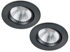 LED Einbaustrahler 2er Set rund schwenkbar dimmbar Schwarz matt 5,5W