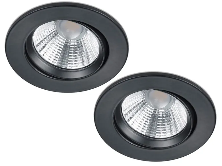 LED Einbaustrahler 2er Set rund schwenkbar dimmbar Schwarz matt 5,5W